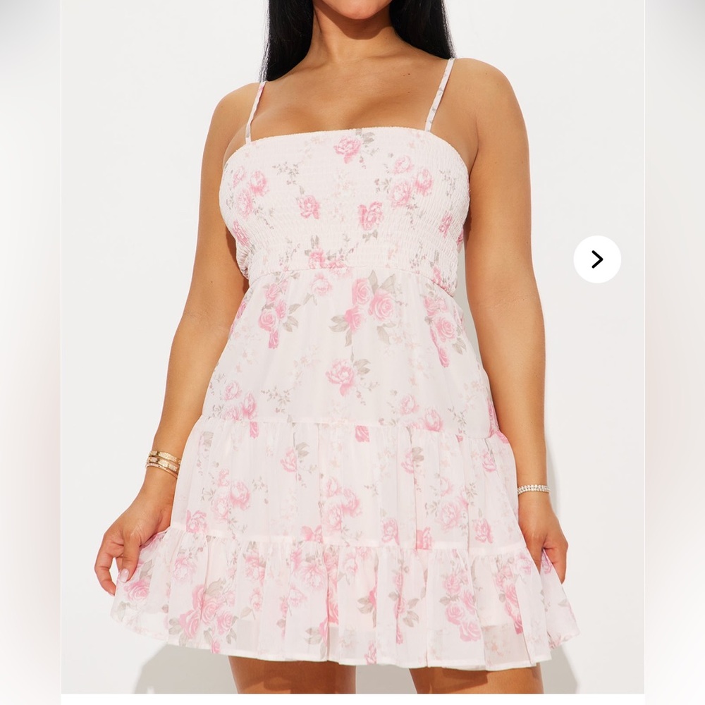 Fashion Nova Pink and White Floral Dress